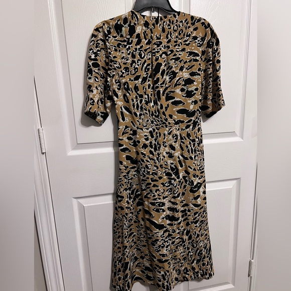 TopShop Leopard Dress Mock Wrap Midi Dress Animal Print Short Sleeve 8 - Picture 4 of 5